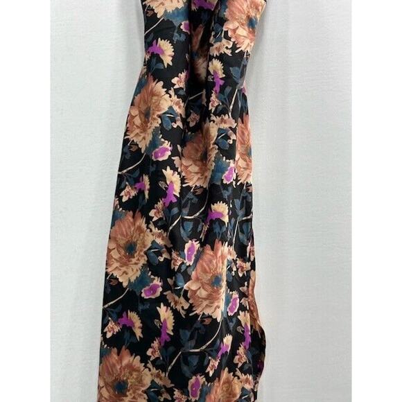 Astr The Label Womens Gaia Maxi Slip Dress Floral Satin Black Front Slit Size M‎ - Picture 5 of 14